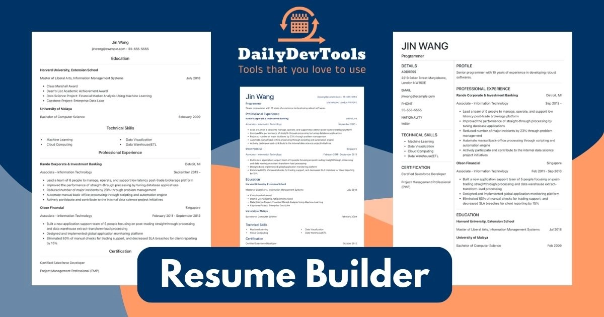 Open Graph image example by Free Resume Generator